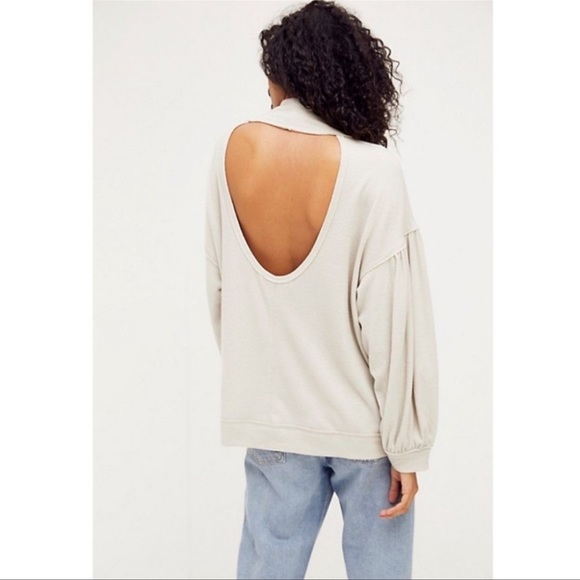 Blue Free People Winnie Baby blue sweater peek a boo style tunic NWT - Picture 9 of 9